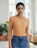 Blusa Manga Longa Feminina Em Malha De Algodão E Elastano