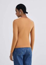Blusa Manga Longa Feminina Em Malha De Algodão E Elastano