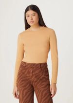 Blusa Manga Longa Feminina Em Malha De Algodão E Elastano