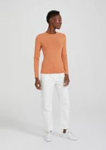 Blusa Manga Longa Feminina Em Malha De Algodão E Elastano