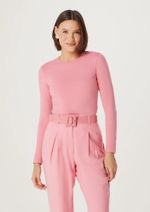 Blusa Manga Longa Feminina Em Malha De Algodão E Elastano