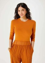 Blusa Manga Longa Feminina Em Malha De Algodão E Elastano
