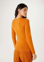 Blusa Manga Longa Feminina Em Malha De Algodão E Elastano