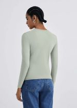 Blusa Manga Longa Feminina Em Malha De Algodão E Elastano