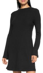 Vestido Hering Curto Manga Longa Canelado Feminino