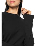 Vestido Hering Curto Manga Longa Canelado Feminino
