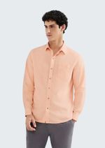 Camisa Básica Masculina Manga Longa Slim Em Linho
