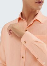 Camisa Básica Masculina Manga Longa Slim Em Linho
