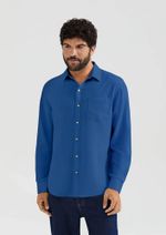 Camisa Básica Masculina Manga Longa Slim Em Linho