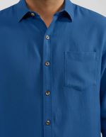 Camisa Básica Masculina Manga Longa Slim Em Linho