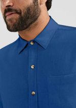 Camisa Básica Masculina Manga Longa Slim Em Linho