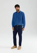 Camisa Básica Masculina Manga Longa Slim Em Linho