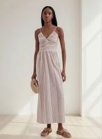 Vestido Midi Fio Tinto Decote V