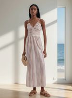Vestido Midi Fio Tinto Decote V