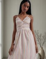 Vestido Midi Fio Tinto Decote V