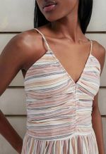 Vestido Midi Fio Tinto Decote V