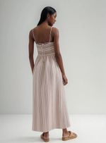 Vestido Midi Fio Tinto Decote V