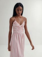 Vestido Midi Fio Tinto Decote V