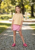 Conjunto Curto Infantil Menina Cropped E Shorts Transpassado