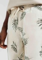 Bermuda Masculina Floral Em Linho
