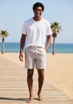 Bermuda Masculina Floral Em Linho