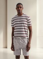 Bermuda Masculina Floral Em Linho