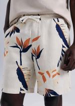 Bermuda Masculina Floral Em Linho