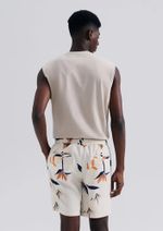Bermuda Masculina Floral Em Linho