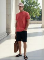 Camiseta Masculina Comfort Com Bolso Em Malha Flamê