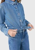 Camisa Jeans Infantil Menina Com Amarração