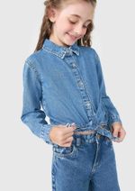 Camisa Jeans Infantil Menina Com Amarração