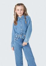 Camisa Jeans Infantil Menina Com Amarração