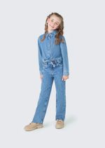 Camisa Jeans Infantil Menina Com Amarração