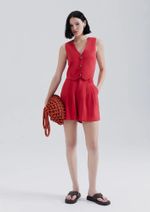 Shorts Feminino Cintura Alta Em Alfaiataria