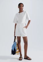 Shorts Feminino Cintura Alta Em Alfaiataria