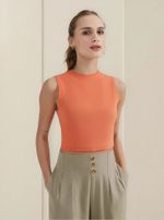 Regata Feminina Cropped Em Malha Com Elastano