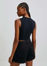 Regata Feminina Cropped Em Malha Com Elastano