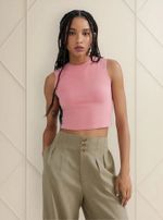 Regata Feminina Cropped Em Malha Com Elastano