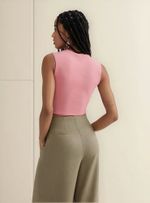 Regata Feminina Cropped Em Malha Com Elastano