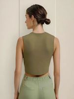 Regata Feminina Cropped Em Malha Com Elastano
