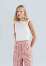 Regata Feminina Cropped Em Malha Com Elastano