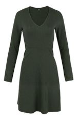 Vestido Curto Básico Manga Longa Em Malha Canelada