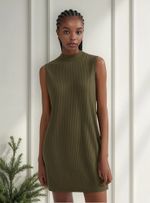 Vestido Curto Gola Alta Em Ribana