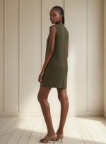Vestido Curto Gola Alta Em Ribana