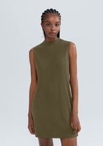 Vestido Curto Gola Alta Em Ribana