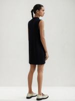 Vestido Curto Gola Alta Em Ribana