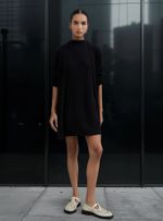 Vestido Curto Gola Alta Em Ribana