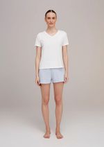 Pijama Curto Feminino Com Decote V Branco-off White G