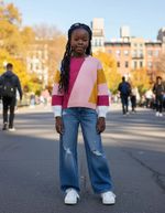 Blusão Infantil Menina Em Tricô Colorido