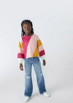 Blusão Infantil Menina Em Tricô Colorido
